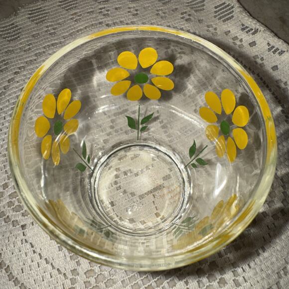 Small Vintage Flower Glass Old Sour Cream Container 1/2 Pint - Picture 2 of 3